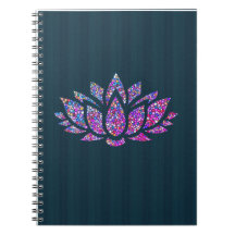Tranquil Teal & Rainbow Lotus Flower Notebook