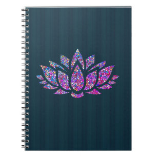 Tranquil Teal & Rainbow Lotus Flower Notebook