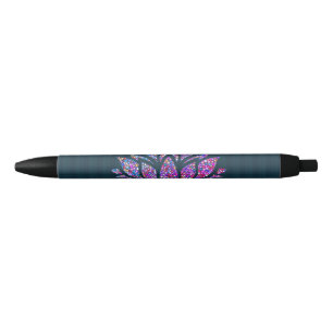 Tranquil Teal & Rainbow Lotus Flower Pen
