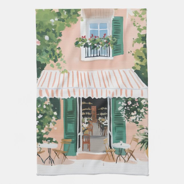 Tranquil Terrace in Rome Tea Towel (Vertical)