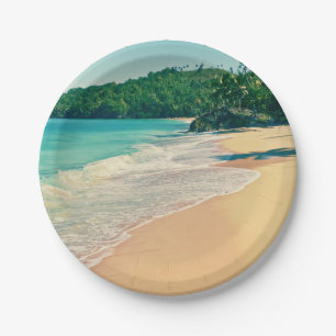 Tranquil Tropical Island Beach Paper Plate