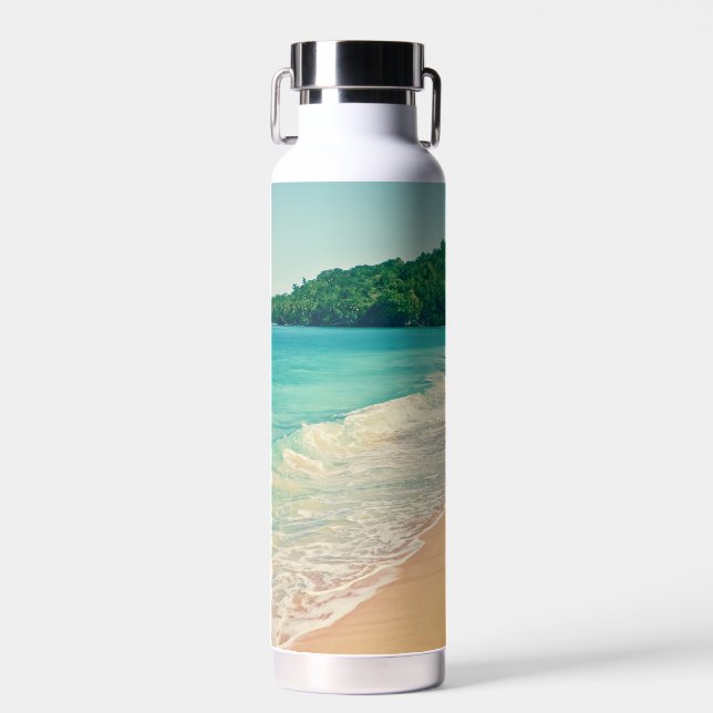 Tranquil Tropical Island Beach Water Bottle (Front)
