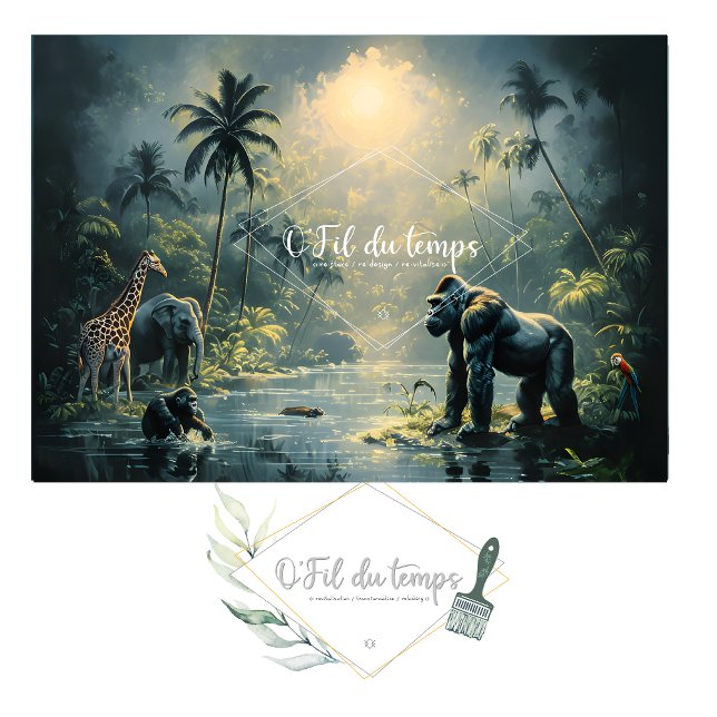 Tranquil Tropical Landscape with Exotic animals Tissue Paper (Creator Uploaded)