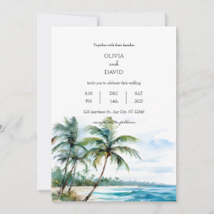Tranquil Tropical Seascape Palm Beach Wedding Invitation