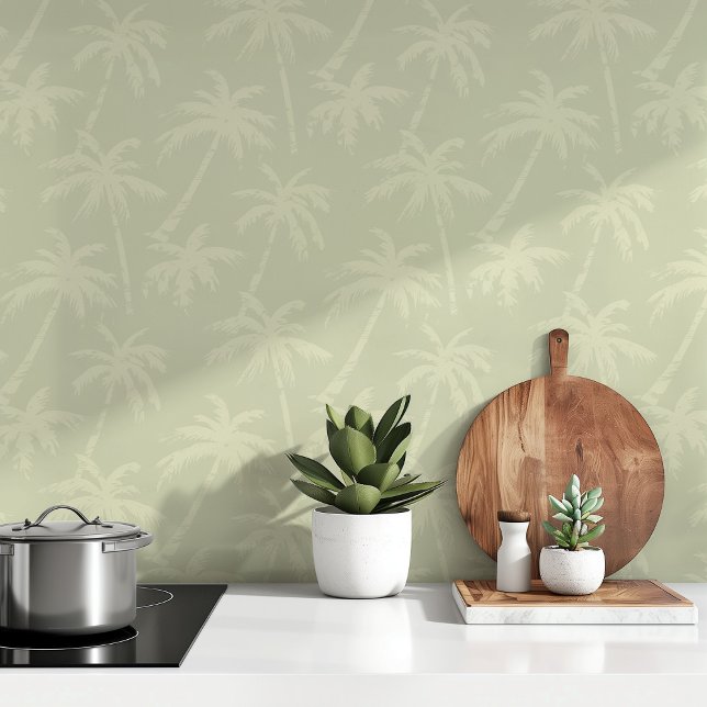 Tranquil Tropics: Soft Sage & Cream Minimalist Wallpaper (Creator Uploaded)