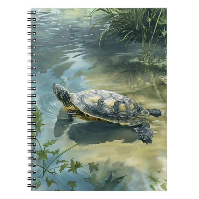 Tranquil Turtle Pond Reflection Notebook (Front)
