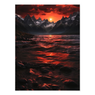 Tranquil Twilight: Majestic Mountain Sunset Photo Print