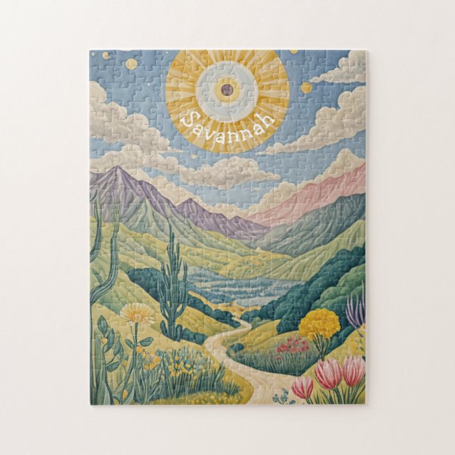 Tranquil Valley: Pastel Landscape Jigsaw Puzzle (Vertical)