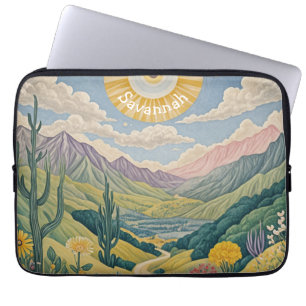 Tranquil Valley: Pastel Landscape Laptop Sleeve