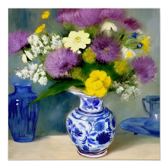 Tranquil Vase of Flowers Print (Front)