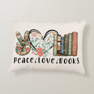 Tranquil Vibes: Peace, Love, and Books Decorative Cushion