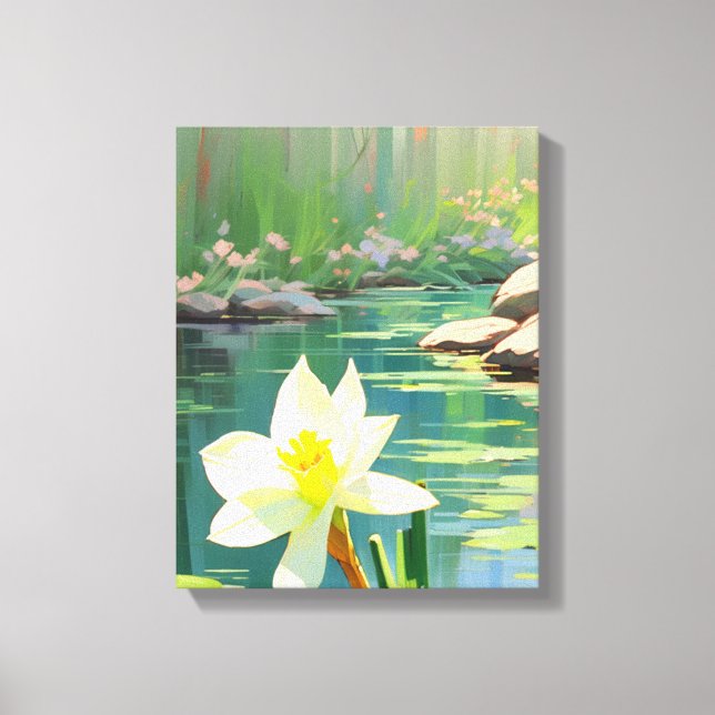 Tranquil Water Lily Pond Canvas Print (Front)