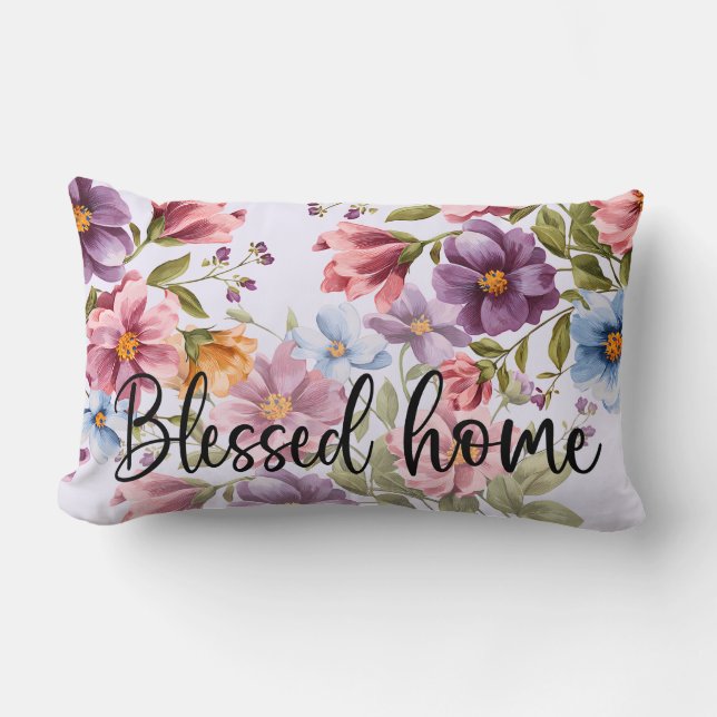 Tranquil Watercolor Floral Pillow with Scripture S (Front)
