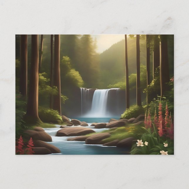 Tranquil Waterfall A Peaceful Retreat Postcard (Front)