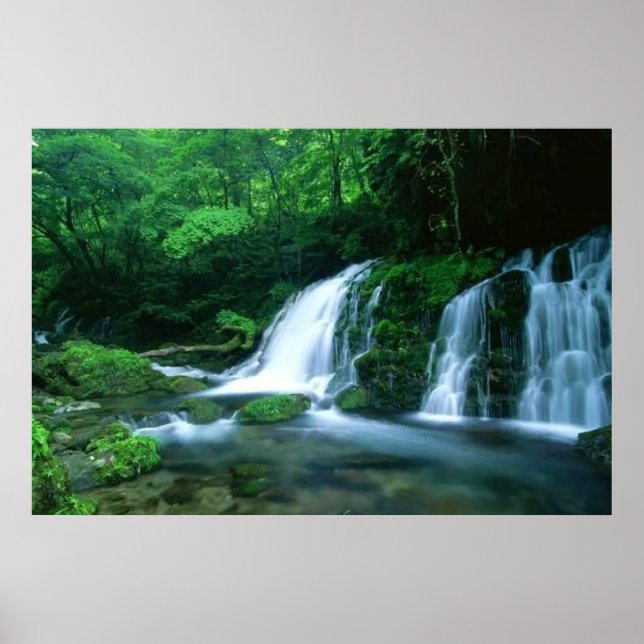 Tranquil Waterfall Poster (Front)