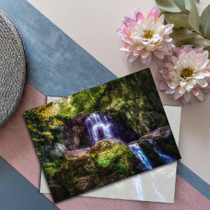 Tranquil Waterfalls Woodland Nature Photo Card
