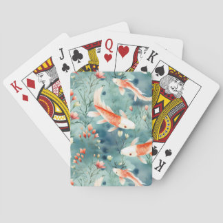 Tranquil Waters: Watercolor Koi Fish Pattern Playing Cards