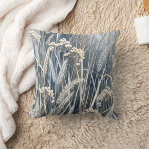 Tranquil Wheat Wildflower Impressionist Design Cushion