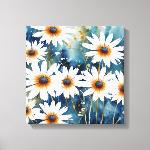 Tranquil White Daisies Watercolor Art Print