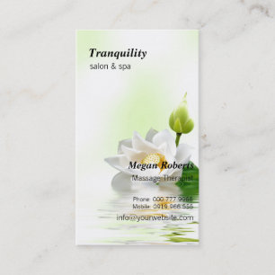Tranquil White Lotus Spa Skin Care Massage Salon Appointment Card
