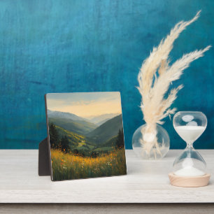 Tranquil Wilderness – Scenic Meadow & Mountain Wal Plaque