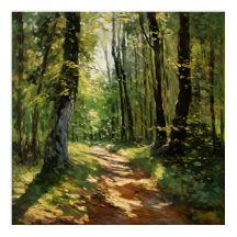 Tranquil Woodland Pathway - Impressionist Painting