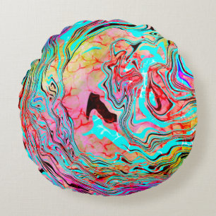 Tranquility Abstract Fluid Art   Round Cushion