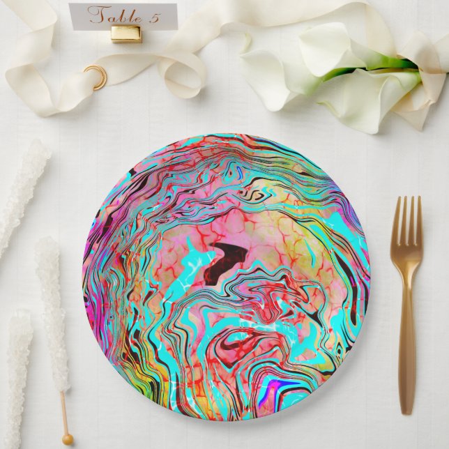 Tranquillity Abstract Fluid Art    Paper Plate (Wedding)