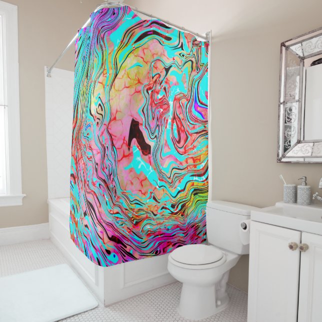 Tranquillity Abstract Fluid Art    Shower Curtain (In Situ)