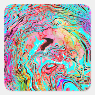 Tranquillity Abstract Fluid Art Square Sticker