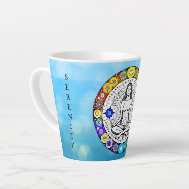 Tranquillity and Serenity Peaceful Medication Latte Mug (Left Angle)