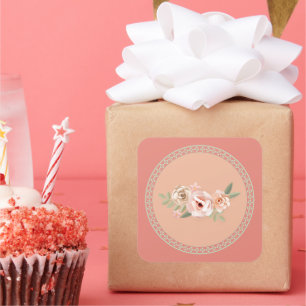 Tranquillity, beautiful pastel floral design, square sticker