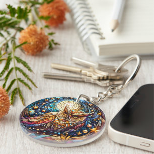 Tranquillity in Glass A Floral Stained Glass Windo Key Ring