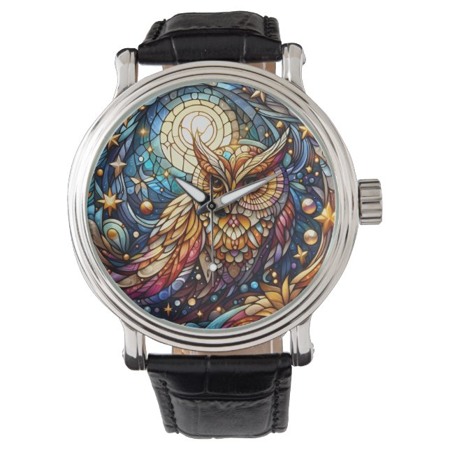 Tranquillity in Glass A Floral Stained Glass Windo Watch (Front)
