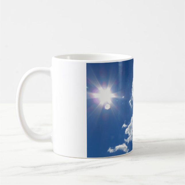 Tranquillity puffy clouds Sunburst Mug (Left)