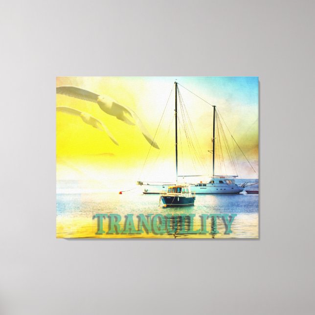 Tranquillity - Sailboats Docked In Calm Waters Canvas Print (Front)