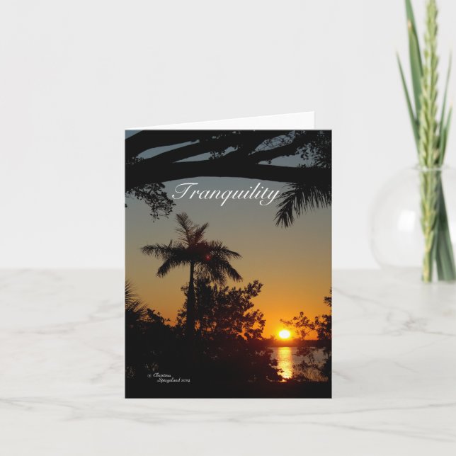 Tranquillity sunset Palm tree Note card (Front)