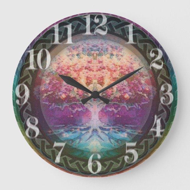 Tranquillity Tree of Life in Rainbow Colours Large Clock (Front)