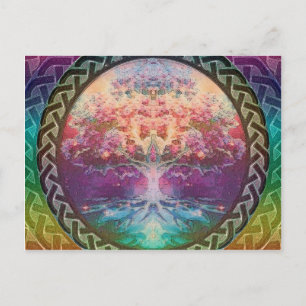 Tranquillity Tree of Life in Rainbow Colours Postcard