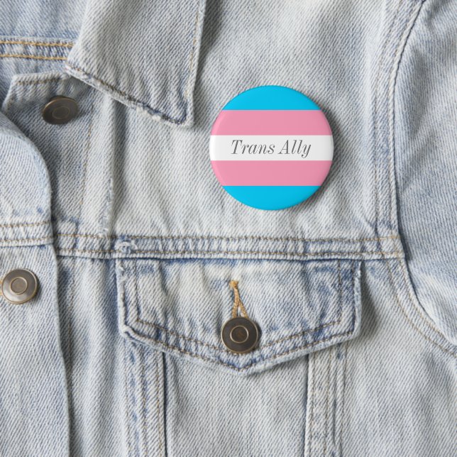 Trans Ally Editable Text Transgender Pride Flag 6 Cm Round Badge (In Situ)