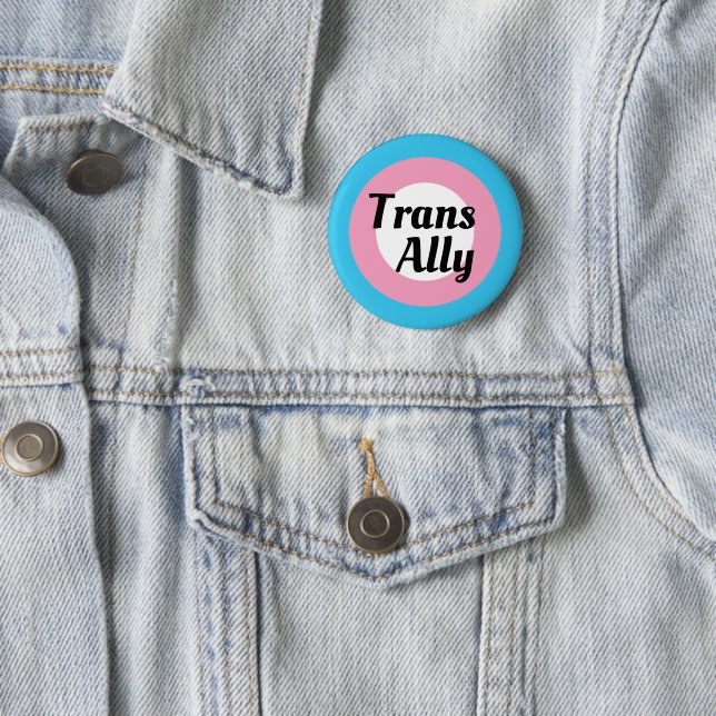 Trans Ally Editable Text Transgender Pride Flag  6 Cm Round Badge (In Situ)