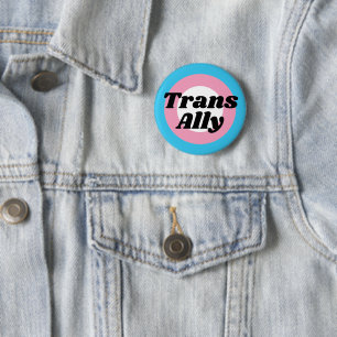 Trans Ally Editable Text Transgender Pride Flag  6 Cm Round Badge