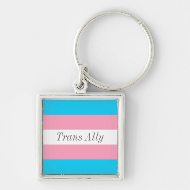 Trans Ally Editable Text Transgender Pride Flag Key Ring (Front)