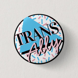 Trans Ally Pink Blue Sprinkles 90s Memphis Style 3 Cm Round Badge