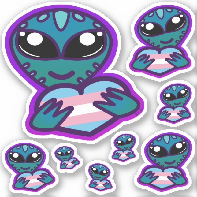 Trans and Proud Alien Stickers (Front)