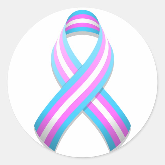 Trans Awareness Ribbon Round Sticker (Front)