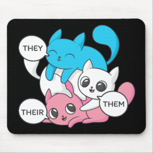 Trans Cats They Them Their Pronouns Transgender II Mouse Mat