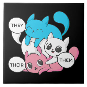 Trans Cats They Them Their Pronouns Transgender II Tile
