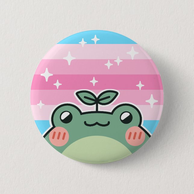 Trans Feminine LGBT Pride Flag Frog Button (Front)