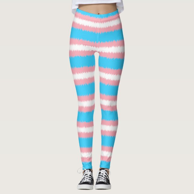 Trans Flag Narrow Stripe Leggings (Front)